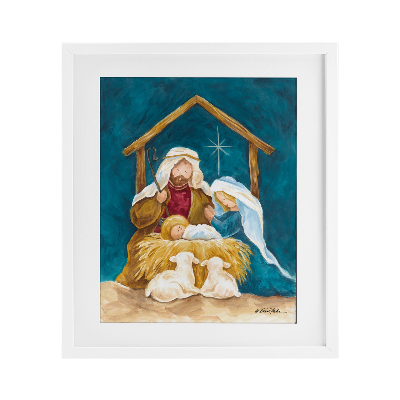 Stupell Industries Comforting Nativity Painting Framed Print Under Glass, design by Diane Kater